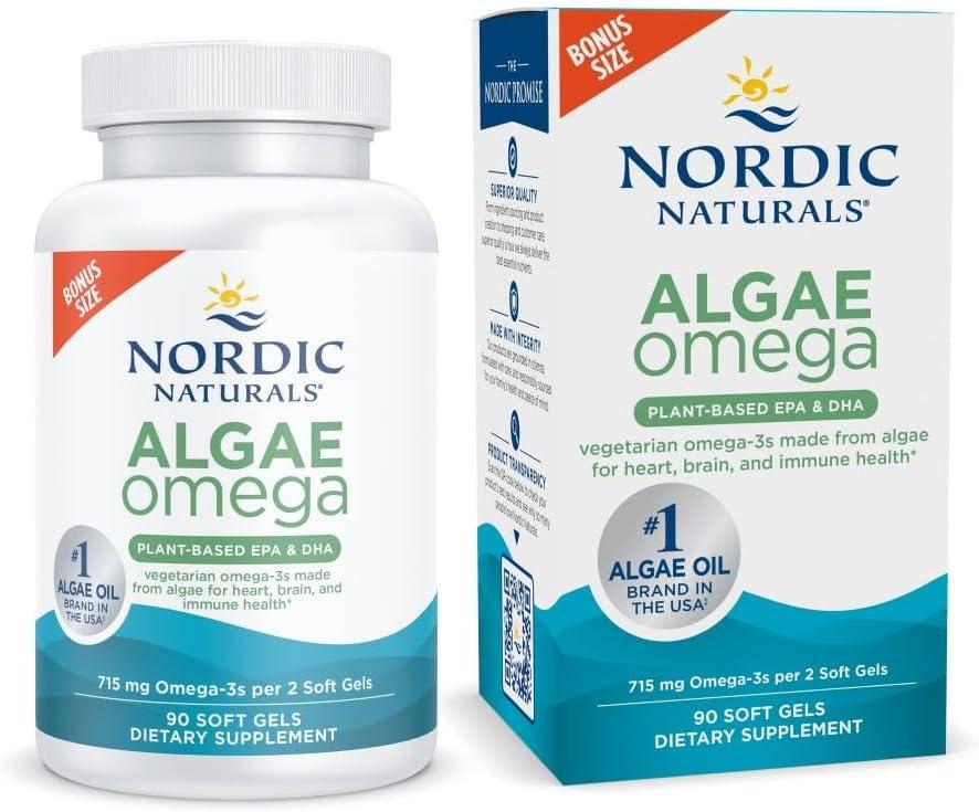 image:imageNordic Naturals Algae Omega 60 Soft Gels 715 mg Omega3 Certified Vegan Algae Oil PlantBased EPA amp DHA Heart Eye Immune amp Brain Health NonGMO 30 ServingsUnflavored