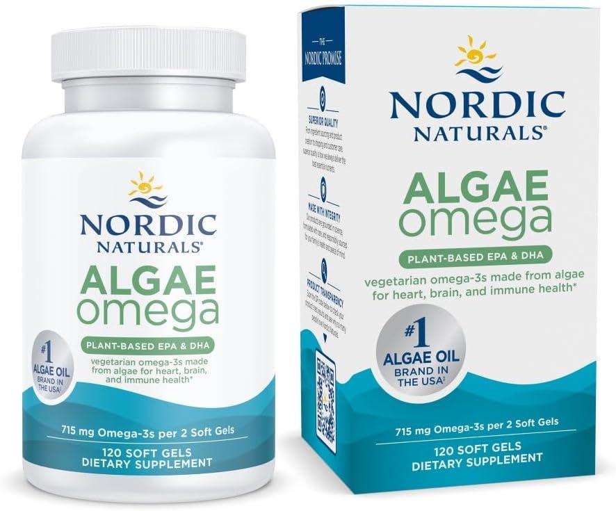 image:imageNordic Naturals Algae Omega 60 Soft Gels 715 mg Omega3 Certified Vegan Algae Oil PlantBased EPA amp DHA Heart Eye Immune amp Brain Health NonGMO 30 ServingsUnflavored