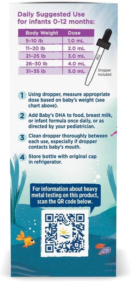 image:imageNordic Naturals Babys DHA Unflavored 2 oz 1050 mg Omega3 300 IU Vitamin D3 Supports Brain Vision amp Nervous System Development in Babies NonGMO Servings May Vary4 Fl Oz Pack of 1