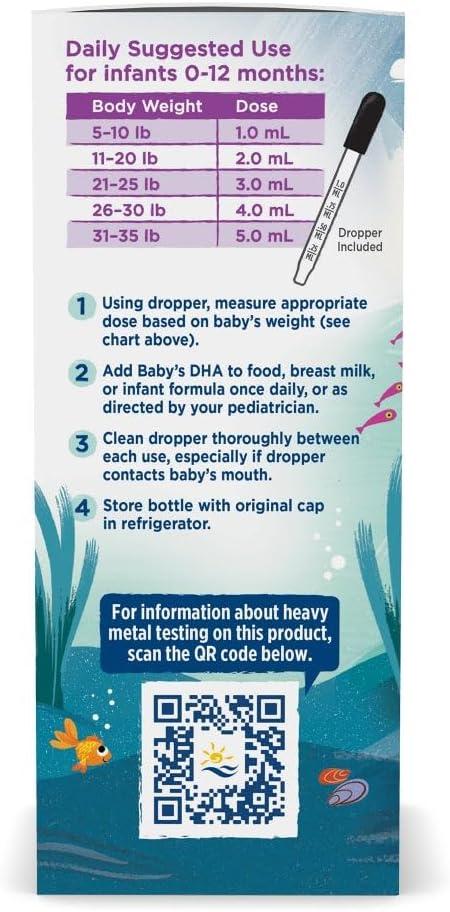 image:imageNordic Naturals Babys DHA Unflavored 2 oz 1050 mg Omega3 300 IU Vitamin D3 Supports Brain Vision amp Nervous System Development in Babies NonGMO Servings May Vary2 Fl Oz Pack of 1