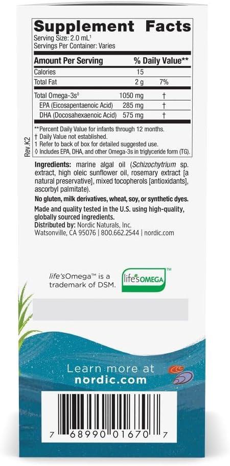 image:imageNordic Naturals Babys DHA Vegetarian Unflavored 1050 mg PlantBased Omega31 oz Supports Brain amp Vision Development in Babies NonGMO Vegan 15 Servings