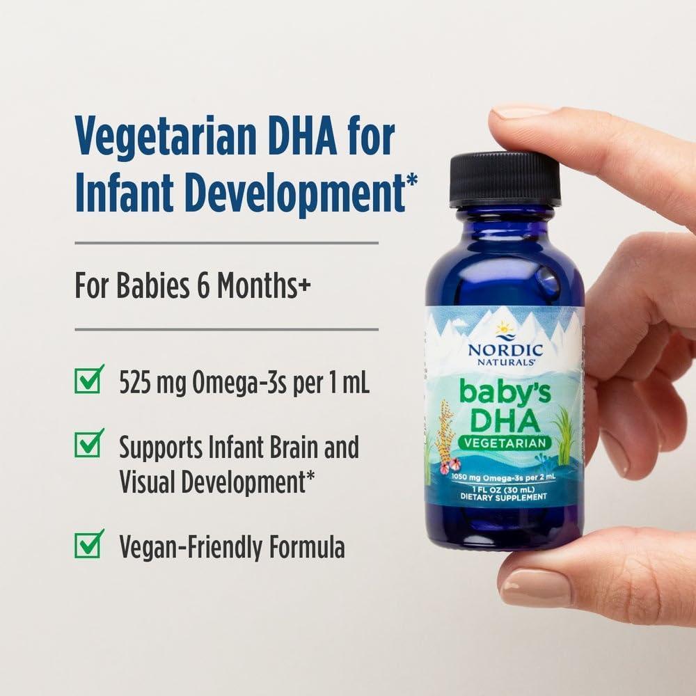 image:imageNordic Naturals Babys DHA Vegetarian Unflavored 1050 mg PlantBased Omega31 oz Supports Brain amp Vision Development in Babies NonGMO Vegan 15 Servings