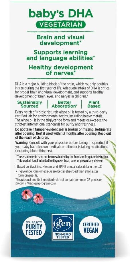 image:imageNordic Naturals Babys DHA Vegetarian Unflavored 1050 mg PlantBased Omega31 oz Supports Brain amp Vision Development in Babies NonGMO Vegan 15 Servings