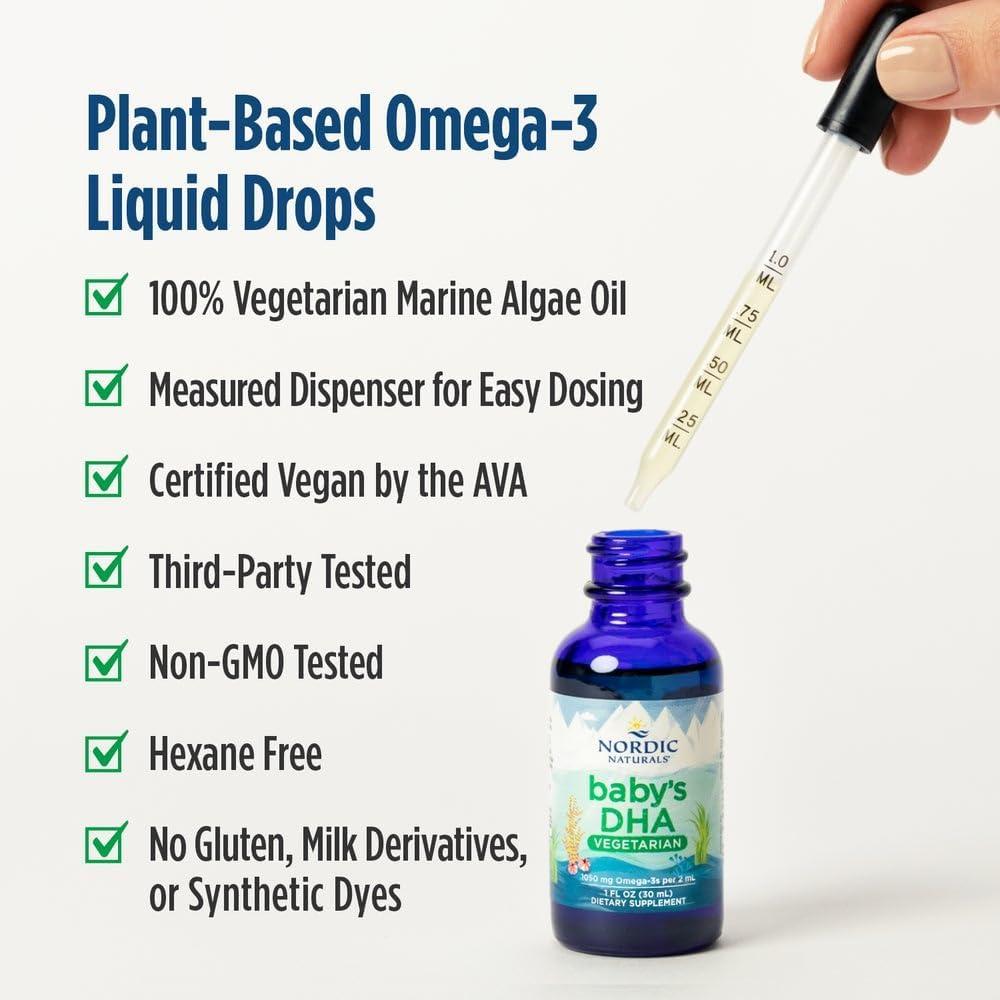 image:imageNordic Naturals Babys DHA Vegetarian Unflavored 1050 mg PlantBased Omega31 oz Supports Brain amp Vision Development in Babies NonGMO Vegan 15 Servings