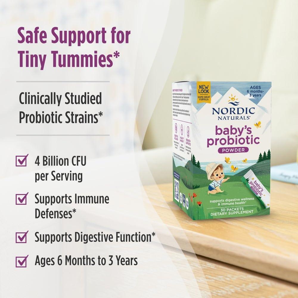 image:imageNordic Naturals Babys Nordic Flora Probiotic Powder Unflavored 30 Packets 4 Billion CFU Digestive Health amp Immune Support for Babies amp Toddlers 6 Months to 3 Years 30 Servings