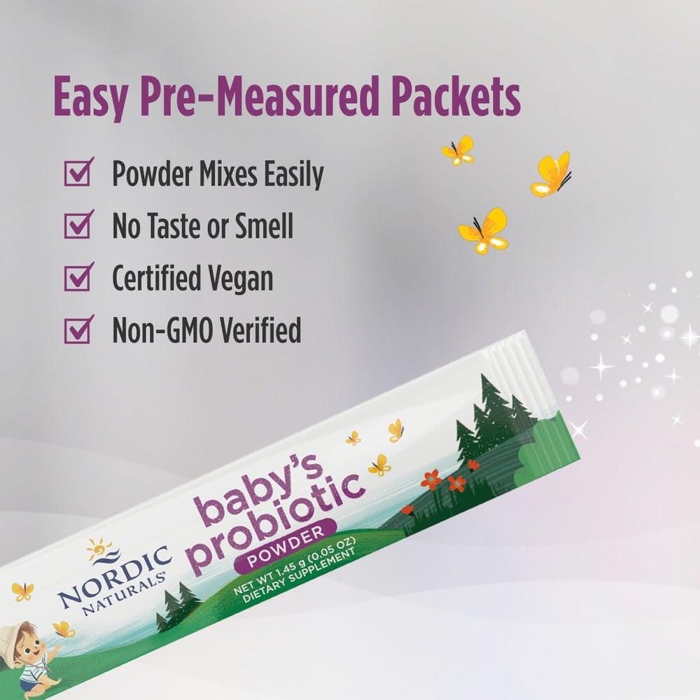 image:imageNordic Naturals Babys Nordic Flora Probiotic Powder Unflavored 30 Packets 4 Billion CFU Digestive Health amp Immune Support for Babies amp Toddlers 6 Months to 3 Years 30 Servings
