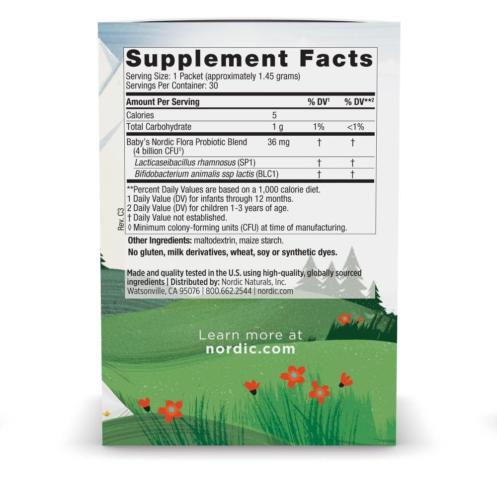 image:imageNordic Naturals Babys Nordic Flora Probiotic Powder Unflavored 30 Packets 4 Billion CFU Digestive Health amp Immune Support for Babies amp Toddlers 6 Months to 3 Years 30 Servings