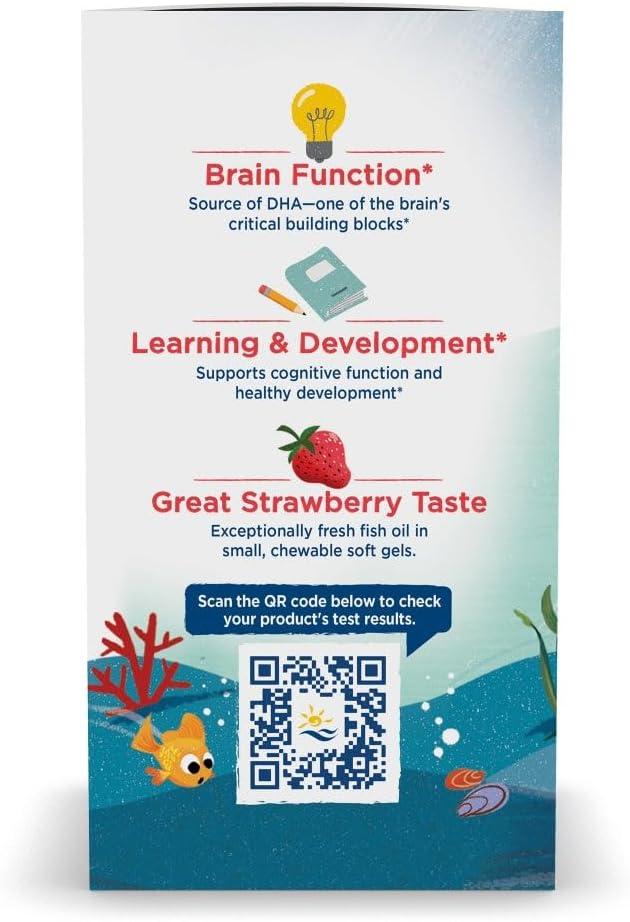 image:imageNordic Naturals Childrens DHA Strawberry 120 Mini Chewable Soft Gels for Kids 250 mg Omega3 with EPA amp DHA Brain Development amp Function NonGMO 30 Servings180 Count Pack of 1