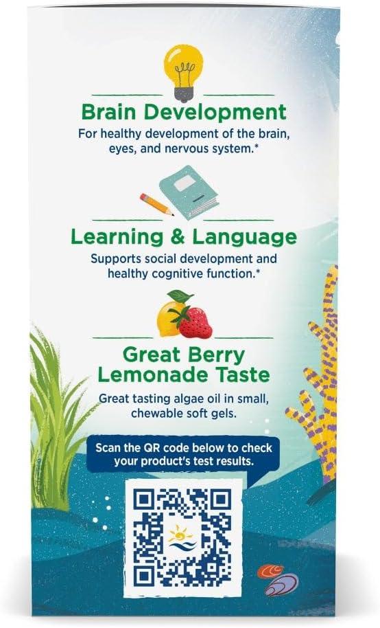 image:imageNordic Naturals Childrens DHA Vegetarian Kids DHA Omega3 Supplement Algae Oil Berry Lemonade Mini Chewables PlantBased Formula for Ages 3 120 Soft Gels 40 Servings120 Count Pack of 1