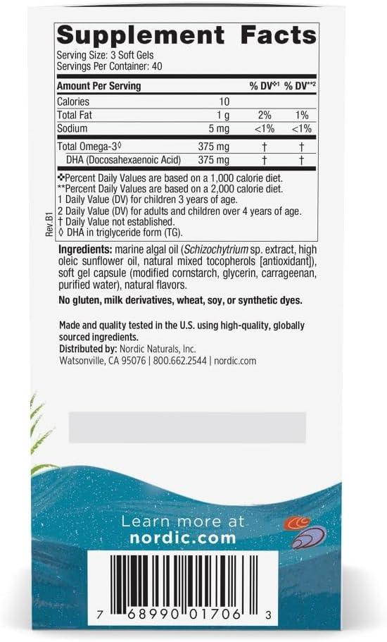 image:imageNordic Naturals Childrens DHA Vegetarian Kids DHA Omega3 Supplement Algae Oil Berry Lemonade Mini Chewables PlantBased Formula for Ages 3 120 Soft Gels 40 Servings120 Count Pack of 1