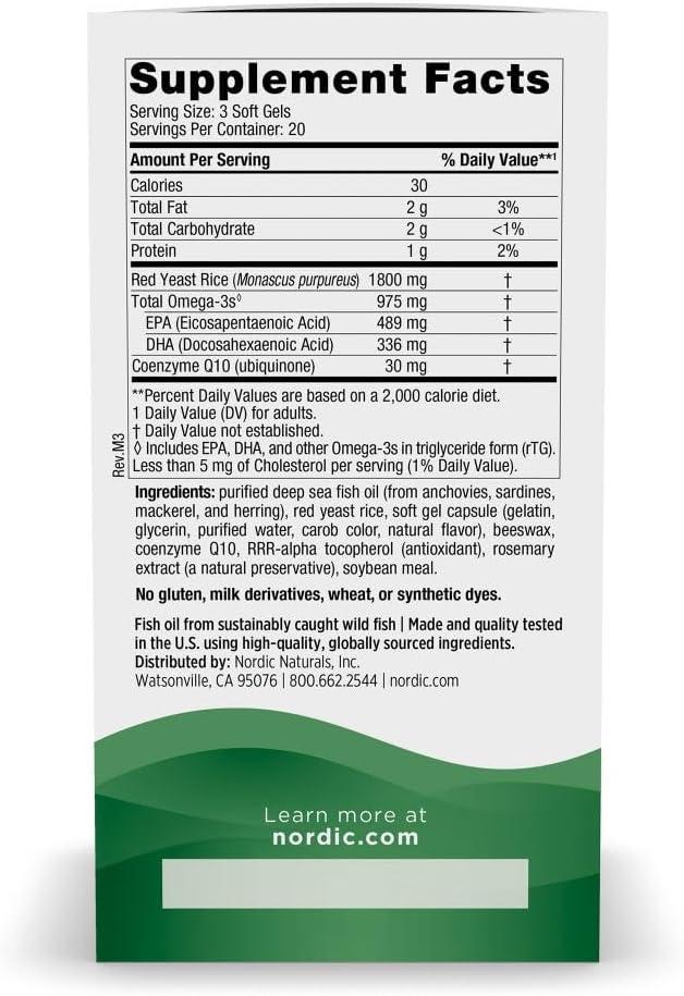 image:imageNordic Naturals Cholesterol Support Lemon 60 Soft Gels 975 Omega3 Red Yeast Rice amp CoQ10 Normal Cholesterol Antioxidant Support EPA amp DHA NonGMO 20 Servings