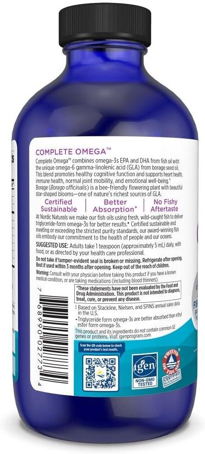 image:imageNordic Naturals Complete Omega Lemon Flavor 8 oz 1270 mg Omega3 EPA amp DHA with Added GLA Healthy Skin Cognition Positive Mood NonGMO 48 Servings8 Fl Oz Pack of 1