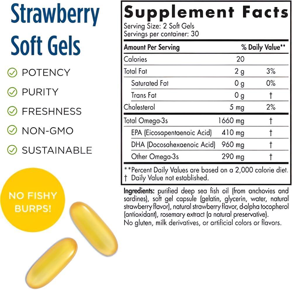 image:imageNordic Naturals DHA Xtra Strawberry 60 Soft Gels 1660 mg Omega3 HighIntensity DHA Formula for Brain amp Nervous System Support NonGMO 30 ServingsStrawberry