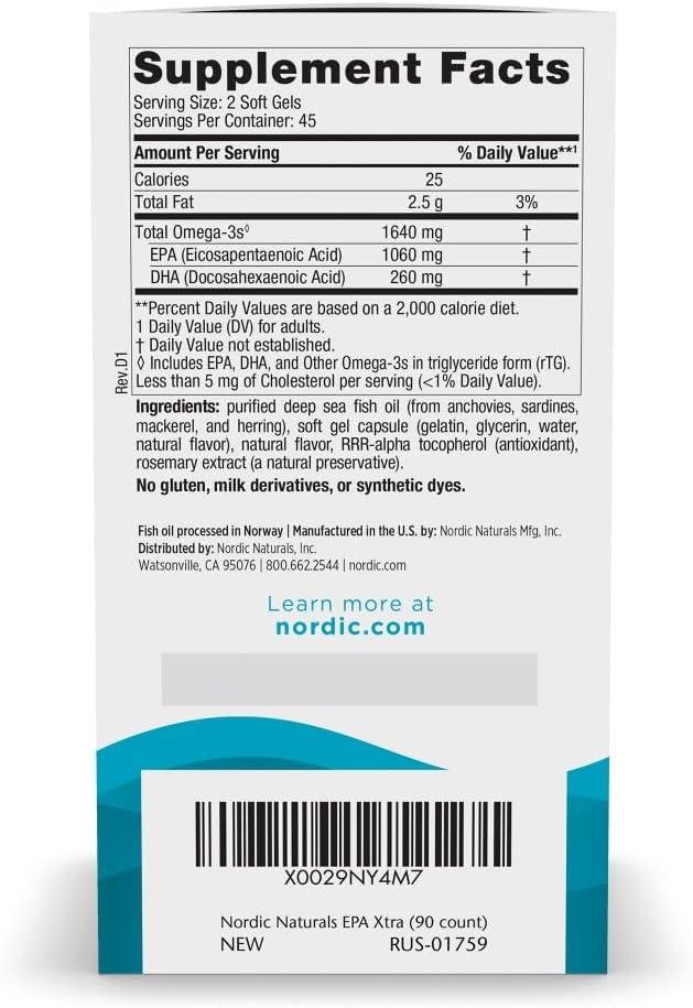 image:imageNordic Naturals EPA Xtra Lemon 60 Soft Gels 1640 mg Omega3 HighIntensity EPA Formula for Positive Mood Heart Health amp Healthy Immunity NonGMO 30 Servings90 Count Pack of 1