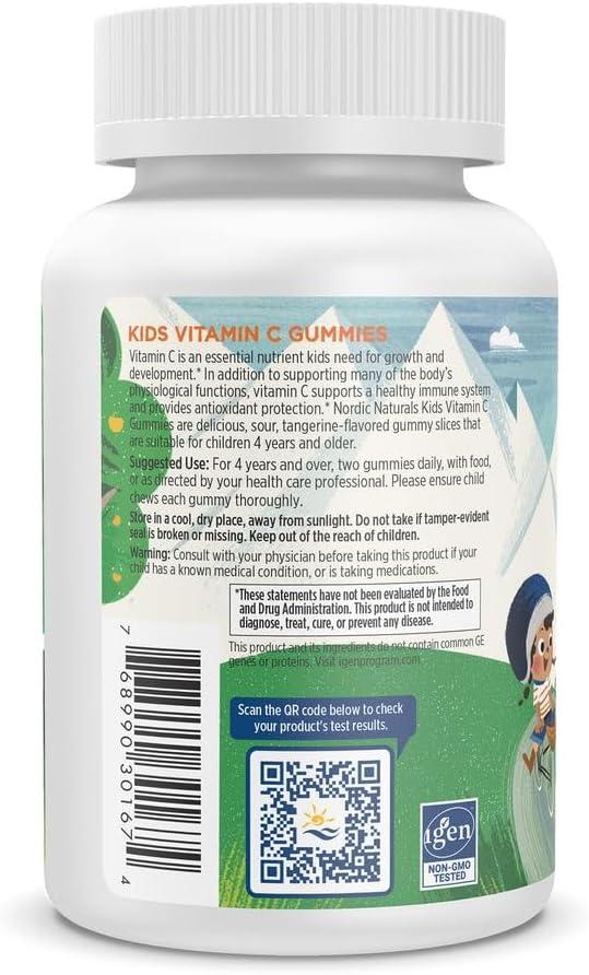 image:imageNordic Naturals Kids Vitamin C Gummies Tangy Tangerine 60 Gummies Vegan Vitamin C Supplement Childrens Immunity and Antioxidant Support 250 mg per Serving 30 Servings60 Count Pack of 1