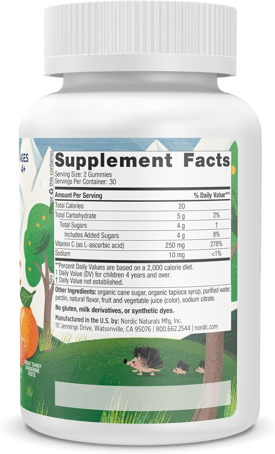 image:imageNordic Naturals Kids Vitamin C Gummies Tangy Tangerine 60 Gummies Vegan Vitamin C Supplement Childrens Immunity and Antioxidant Support 250 mg per Serving 30 Servings60 Count Pack of 2