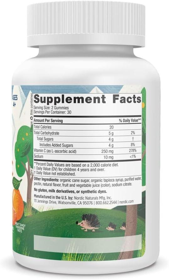 image:imageNordic Naturals Kids Vitamin C Gummies Tangy Tangerine 60 Gummies Vegan Vitamin C Supplement Childrens Immunity and Antioxidant Support 250 mg per Serving 30 Servings60 Count Pack of 1