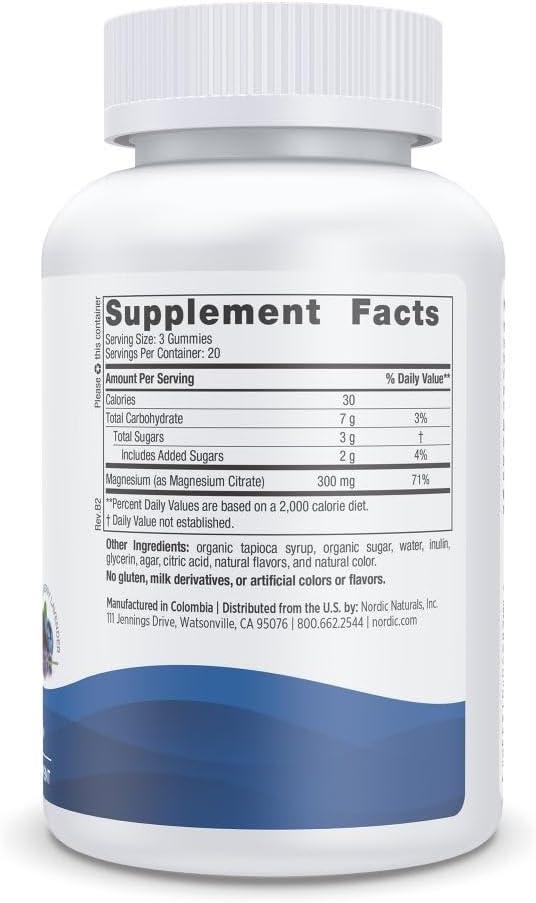 image:imageNordic Naturals Magnesium Gummies for Adults Blueberry Lavender Flavor 60 Gummies Vegan Magnesium Supplement for Mind Mood and Cardiovascular Support NonGMO 20 Servings