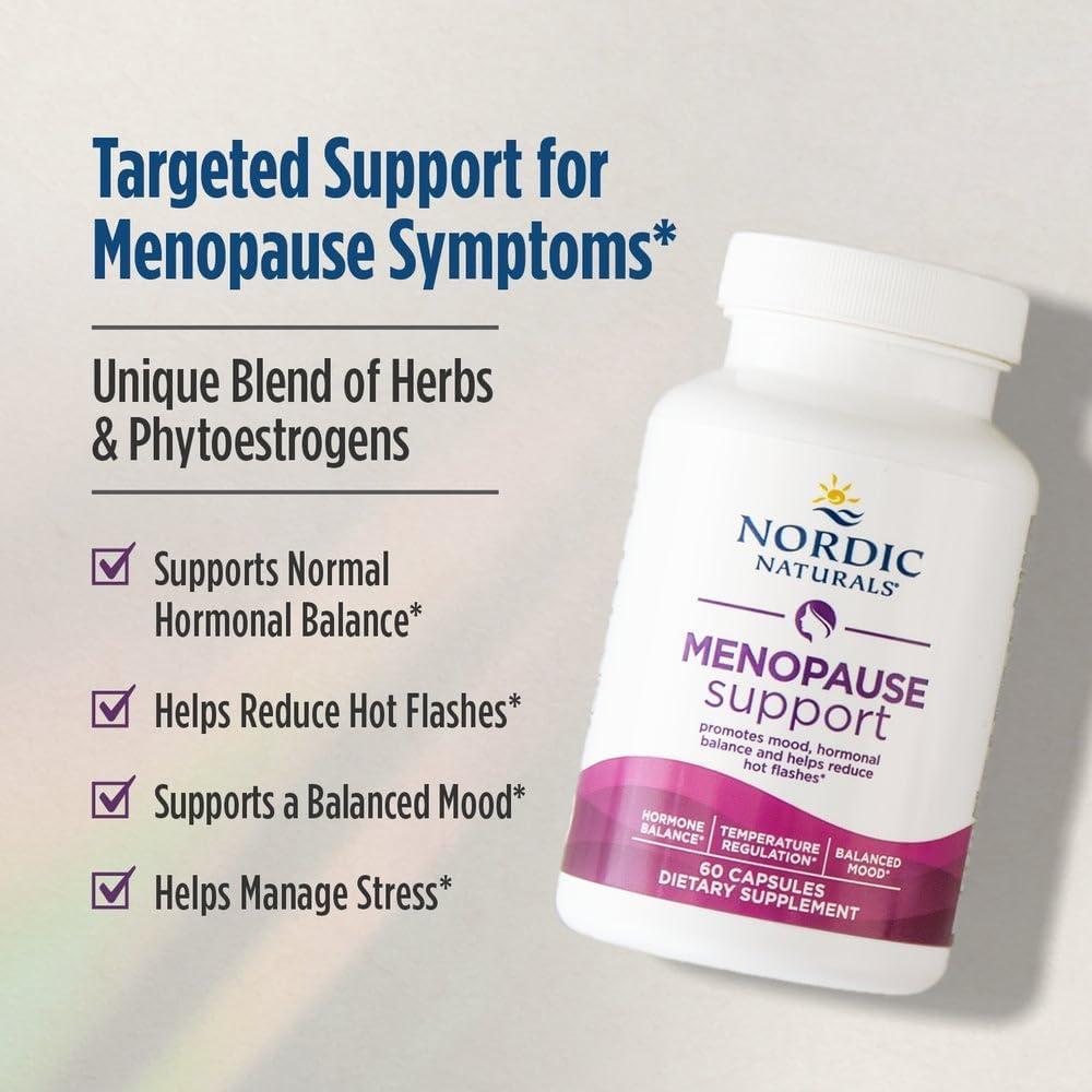 image:imageNordic Naturals Menopause Support Unflavored 60 Capsules Womens HormoneSupport Supplement for Menopause Mood Balance amp HotFlash Support PlantBased Herbs and Phytoestrogens 30 Servings