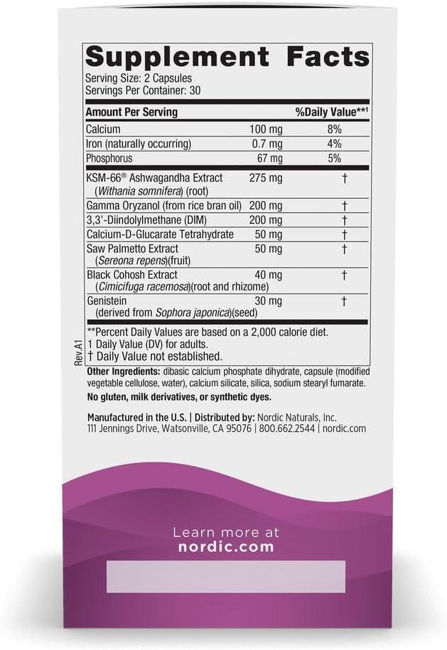 image:imageNordic Naturals Menopause Support Unflavored 60 Capsules Womens HormoneSupport Supplement for Menopause Mood Balance amp HotFlash Support PlantBased Herbs and Phytoestrogens 30 Servings