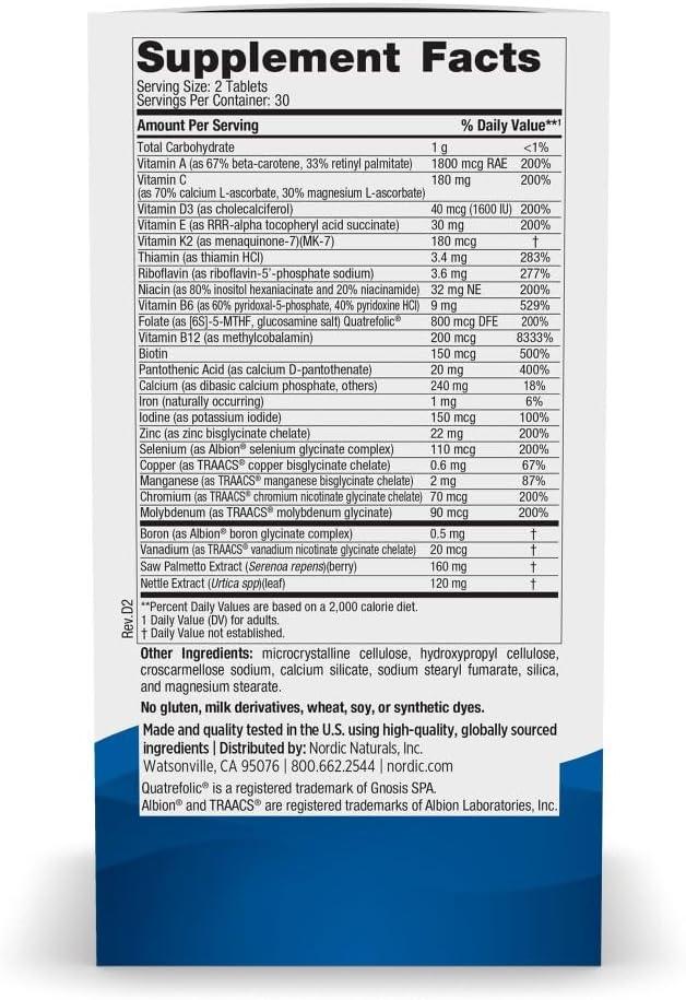 image:imageNordic Naturals Mens Multivitamin Extra Strength Bone Energy amp BloodVessel Support Immunity Supplement 20 Essential Nutrients 60 Tablets 30 Servings