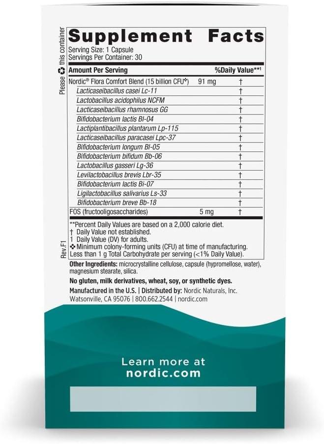 image:imageNordic Naturals Nordic Flora Probiotic Daily 60 Capsules 4 Probiotic Strains with 12 Billion Cultures Optimal Wellness Immune Support Digestive Health NonGMO Vegan 30 ServingsComfort