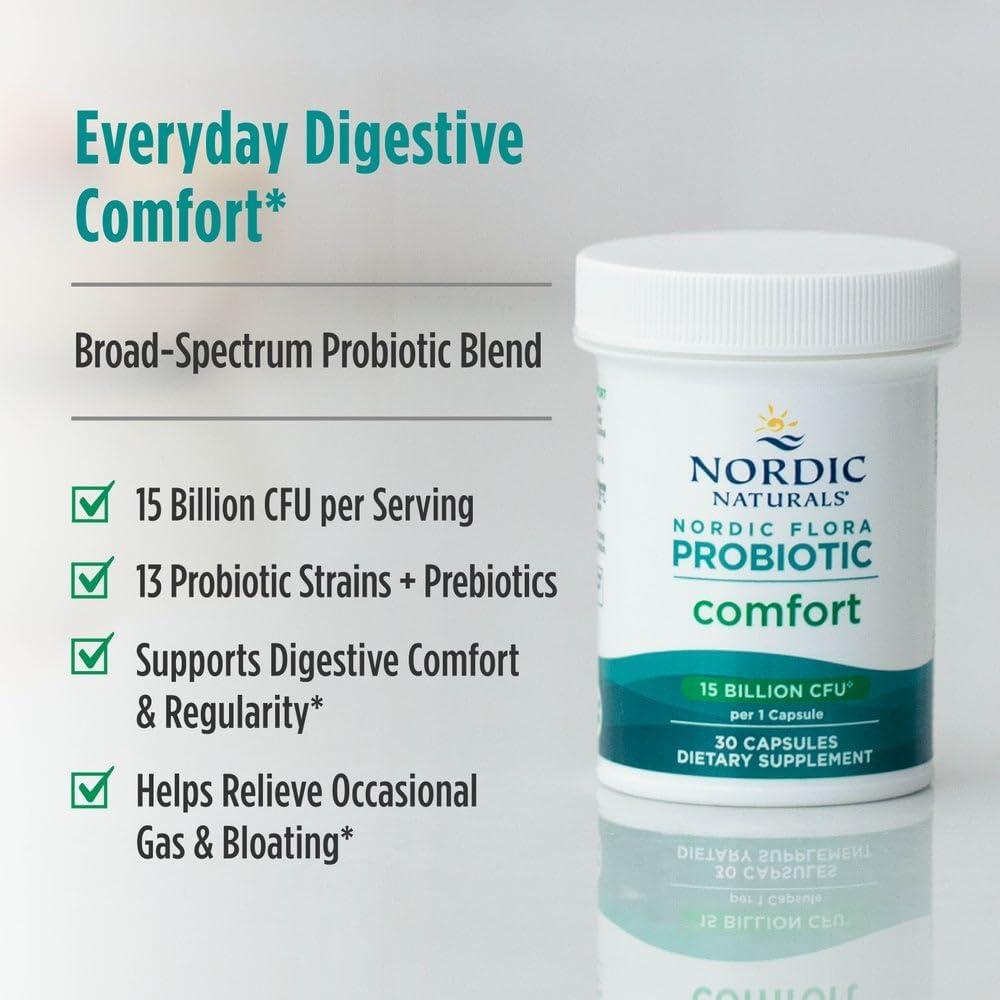 image:imageNordic Naturals Nordic Flora Probiotic Daily 60 Capsules 4 Probiotic Strains with 12 Billion Cultures Optimal Wellness Immune Support Digestive Health NonGMO Vegan 30 ServingsComfort