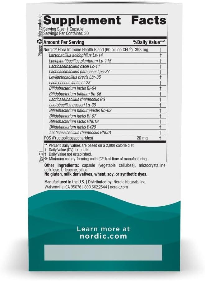 image:imageNordic Naturals Nordic Flora Probiotic Maximum Care 30 Capsules 11 Probiotic Strains for Daily Immune and Digestive Health Support Vegan 30 ServingsImmune Health