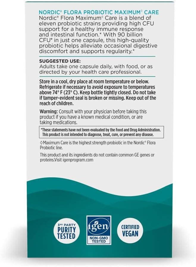 image:imageNordic Naturals Nordic Flora Probiotic Maximum Care 30 Capsules 11 Probiotic Strains for Daily Immune and Digestive Health Support Vegan 30 ServingsMaximum Care