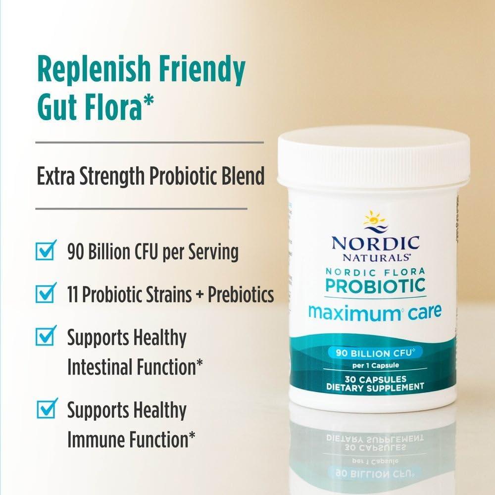 image:imageNordic Naturals Nordic Flora Probiotic Maximum Care 30 Capsules 11 Probiotic Strains for Daily Immune and Digestive Health Support Vegan 30 ServingsMaximum Care