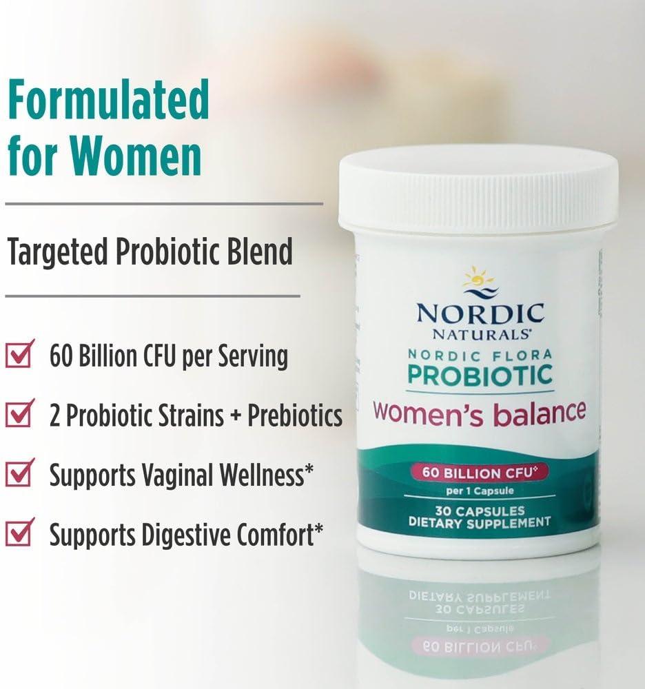 image:imageNordic Naturals Nordic Flora Probiotic Maximum Care 30 Capsules 11 Probiotic Strains for Daily Immune and Digestive Health Support Vegan 30 ServingsWomens Balance