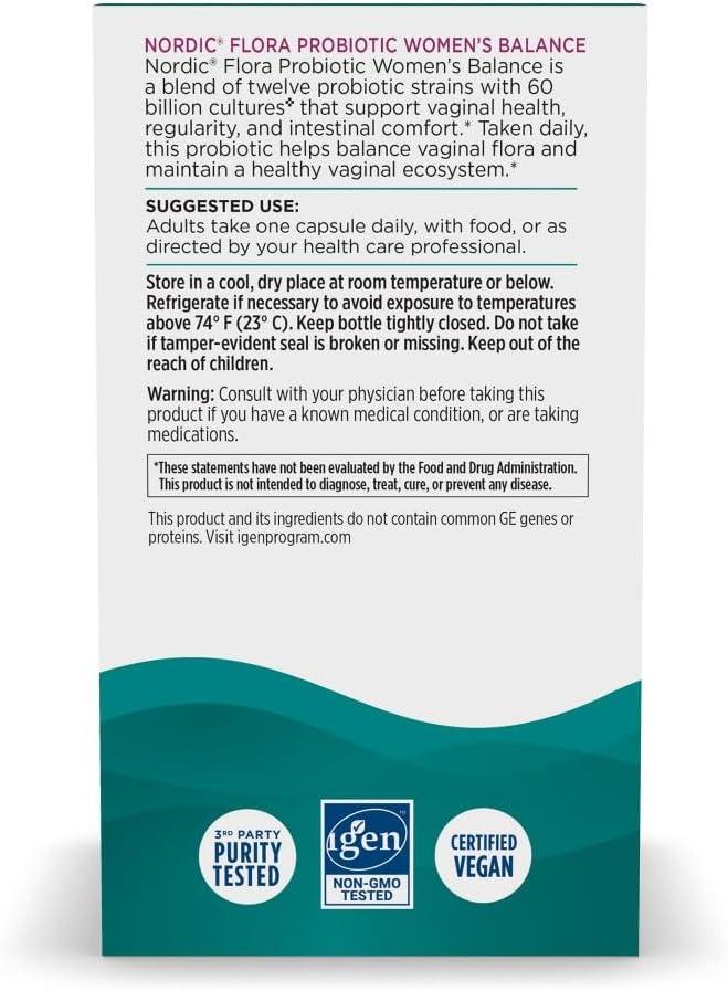image:imageNordic Naturals Nordic Flora Probiotic Maximum Care 30 Capsules 11 Probiotic Strains for Daily Immune and Digestive Health Support Vegan 30 ServingsWomens Balance