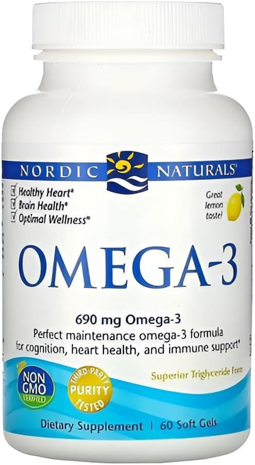 image:imageNordic Naturals Omega3 Lemon Flavor 180 Soft Gels 690 mg Omega3 Fish Oil EPA amp DHA Immune Support Brain amp Heart Health Optimal Wellness NonGMO 90 ServingsLemon