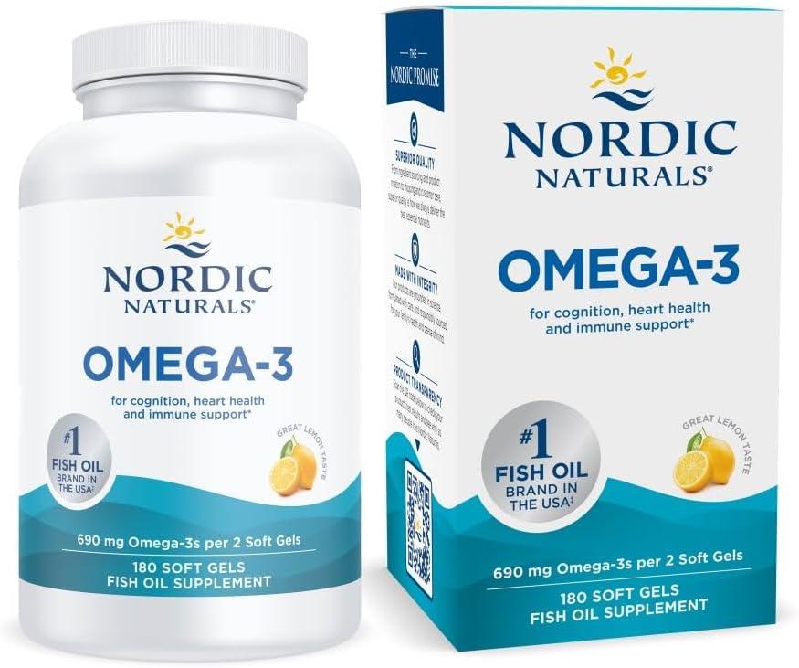 image:imageNordic Naturals Omega3 Lemon Flavor 180 Soft Gels 690 mg Omega3 Fish Oil EPA amp DHA Immune Support Brain amp Heart Health Optimal Wellness NonGMO 90 ServingsLemon