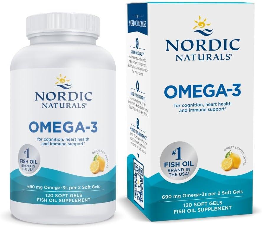 image:imageNordic Naturals Omega3 Lemon Flavor 180 Soft Gels 690 mg Omega3 Fish Oil EPA amp DHA Immune Support Brain amp Heart Health Optimal Wellness NonGMO 90 ServingsLemon