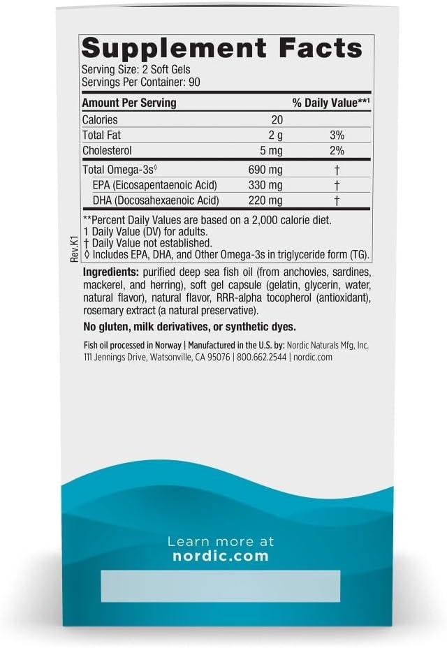 image:imageNordic Naturals Omega3 Lemon Flavor 180 Soft Gels 690 mg Omega3 Fish Oil EPA amp DHA Immune Support Brain amp Heart Health Optimal Wellness NonGMO 90 ServingsLemon