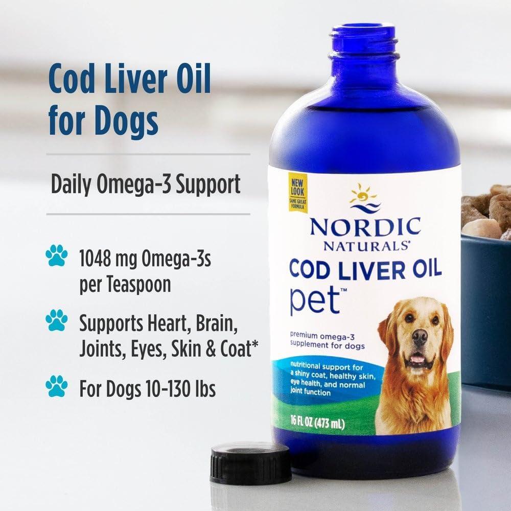 image:imageNordic Naturals Pet Cod Liver Oil Unflavored 16 oz 1048 mg Omega3 Per Teaspoon Fish Oil for Dogs with EPA amp DHA Promotes Skin Coat amp Immune Health16 Ounces Pack of 1