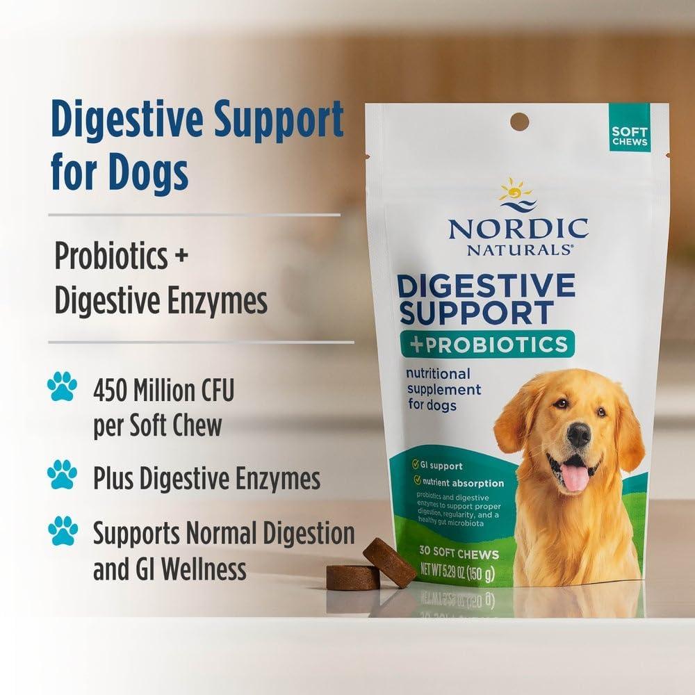 image:imageNordic Naturals Pet Digestive Support with Probiotics Pork Bone Broth Flavor 30 Soft Chews Nutritional Supplement for a Healthy Digestive System and GI Support 30 NonGMO Chews