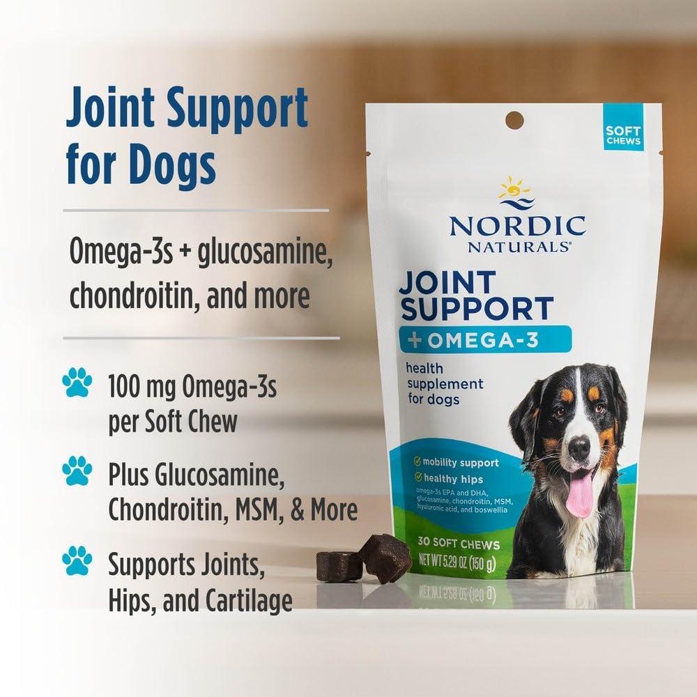 image:imageNordic Naturals Pet Joint Support Omega 3 Soft Chews for Dogs Pork Bone Broth Flavored Promotes Mobility Hip and Joint Support with Omega3 Fish Oil MSM EPA amp DHA 30 NonGMO Chews