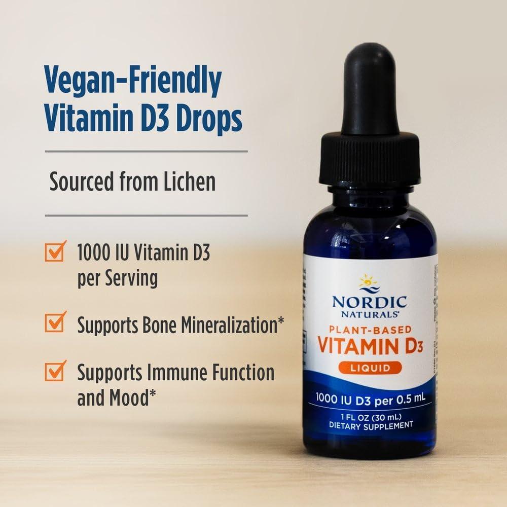 image:imageNordic Naturals PlantBased Vitamin D3 Liquid 1 oz 1000 IU Vitamin D3 Healthy Bones Mood amp Immune System Function NonGMO Vegan 60 Servings