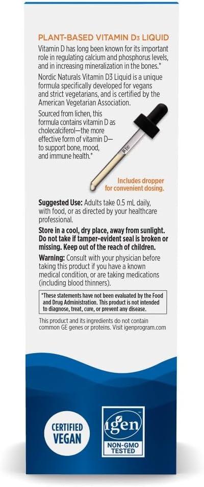 image:imageNordic Naturals PlantBased Vitamin D3 Liquid 1 oz 1000 IU Vitamin D3 Healthy Bones Mood amp Immune System Function NonGMO Vegan 60 Servings