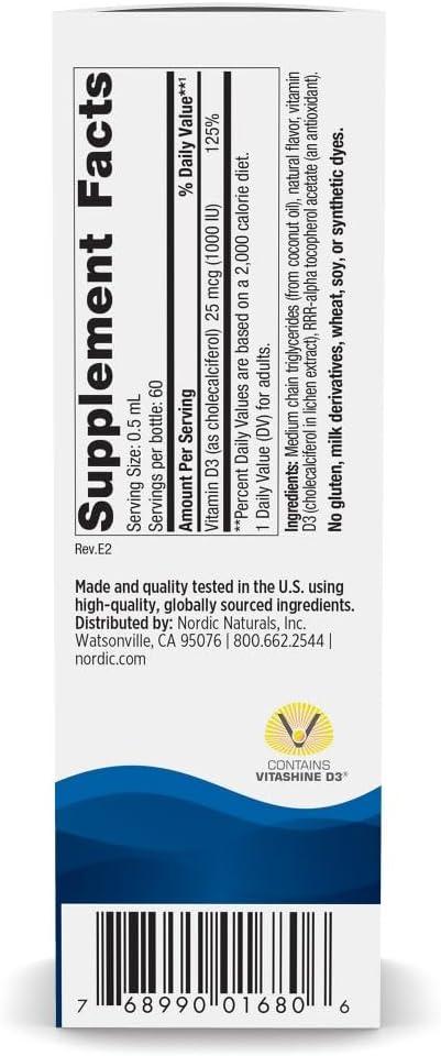 image:imageNordic Naturals PlantBased Vitamin D3 Liquid 1 oz 1000 IU Vitamin D3 Healthy Bones Mood amp Immune System Function NonGMO Vegan 60 Servings