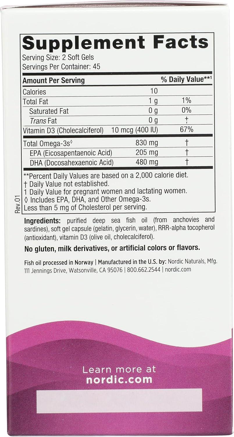 image:imageNordic Naturals Prenatal DHA Unflavored 830 mg Omega3 400 IU Vitamin D3 90 Soft Gels Supports Brain Development in Babies During Pregnancy amp Lactation NonGMO 45 Servings