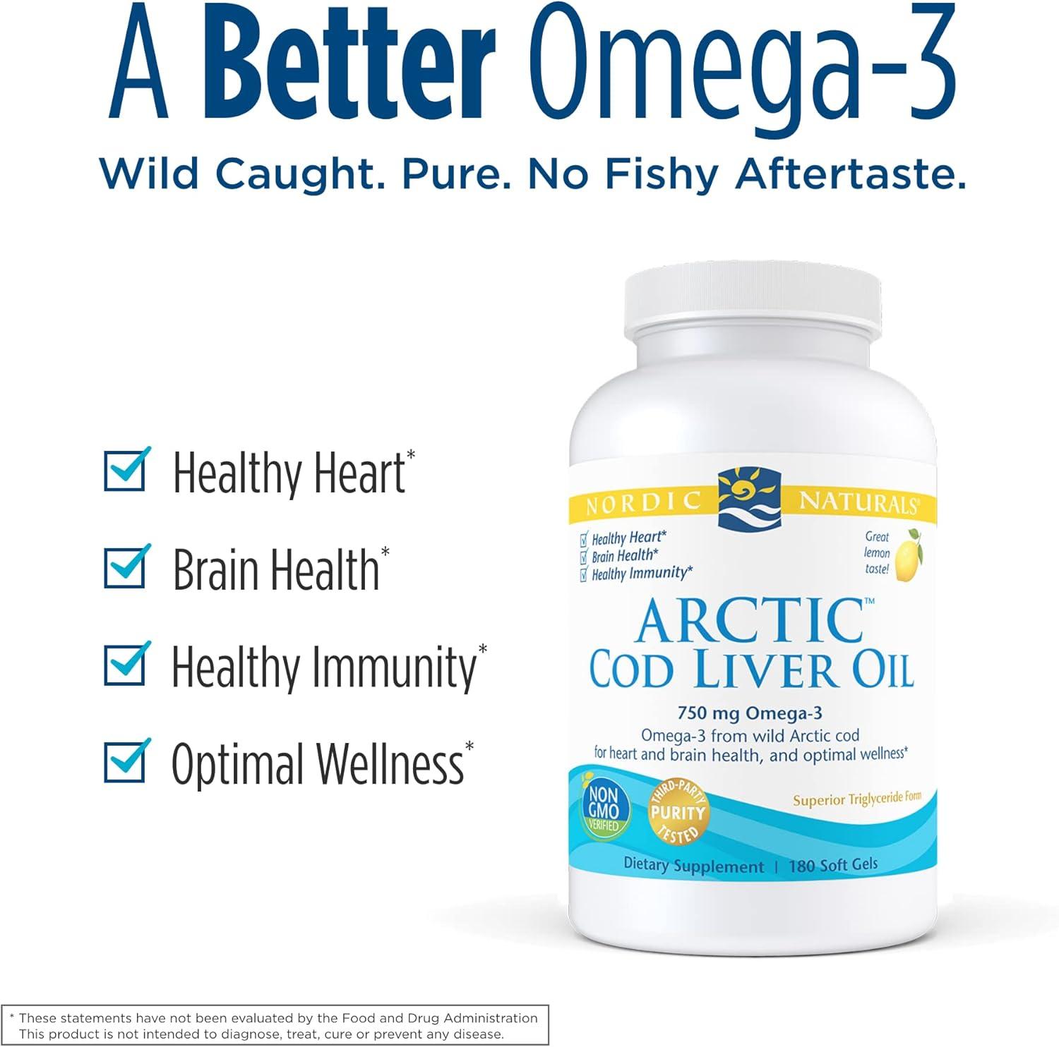image:imageNordic Naturals Pro Arctic Cod Liver Oil CLO Supports Heart and Brain Health LemonFlavored 180 Soft Gels