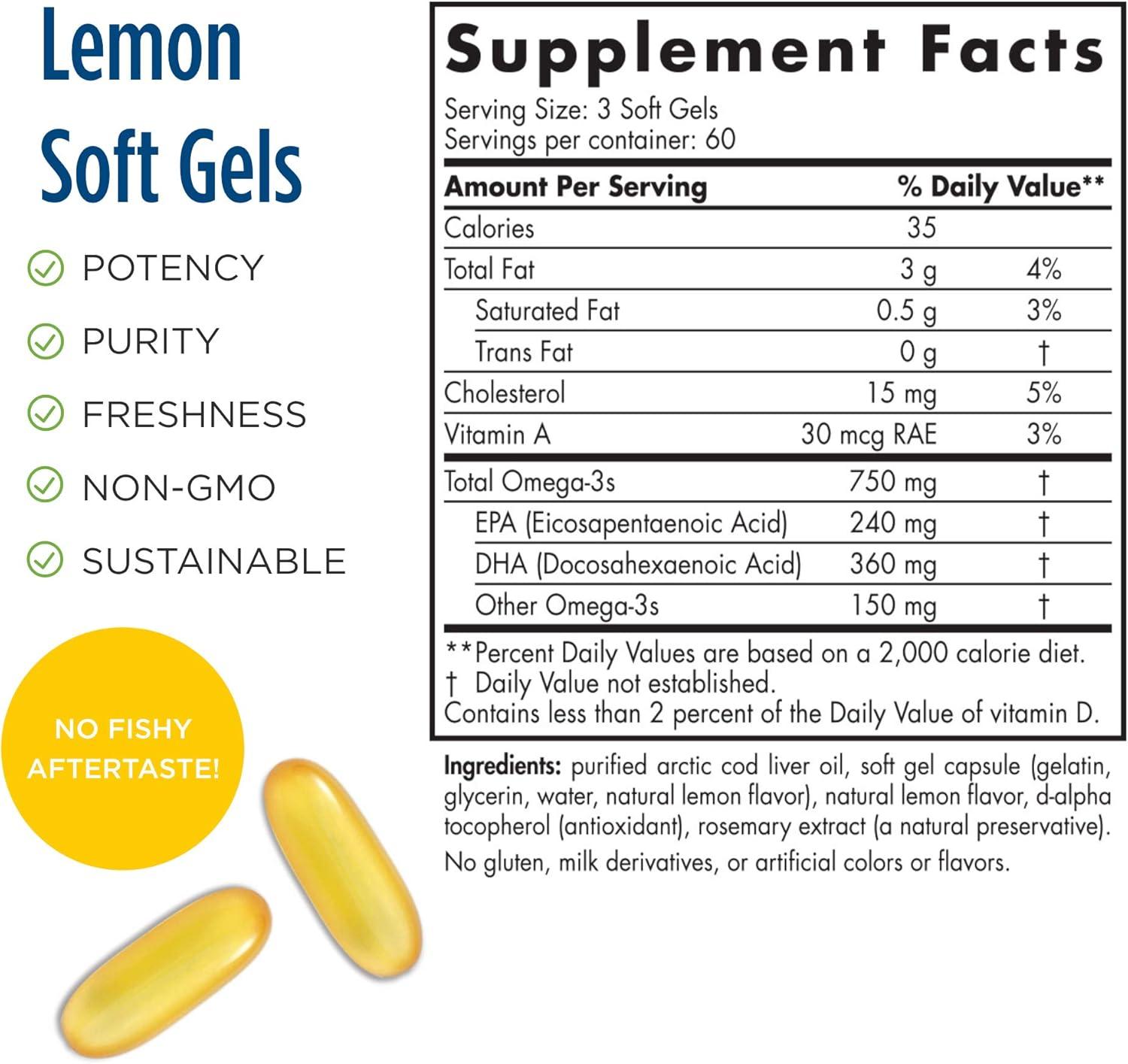 image:imageNordic Naturals Pro Arctic Cod Liver Oil CLO Supports Heart and Brain Health LemonFlavored 180 Soft Gels