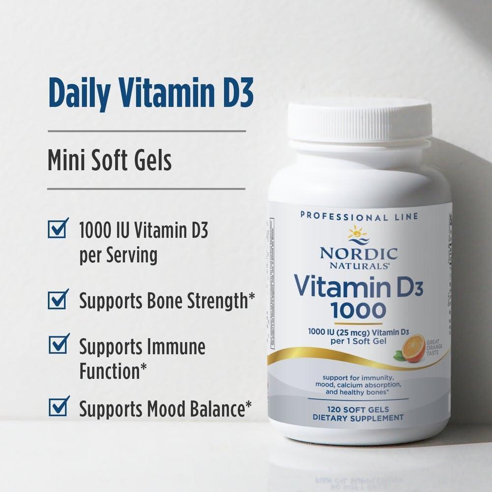 image:imageNordic Naturals Pro Vitamin D3 5000 Orange 120 Mini Soft Gels 5000 IU Vitamin D3 Supports Healthy Bones Mood amp Immune System Function NonGMO 120 Servings1000 IU