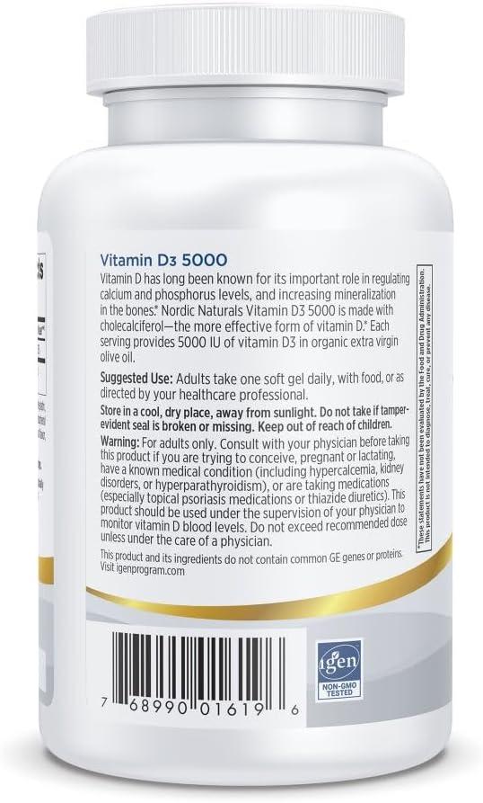 image:imageNordic Naturals Pro Vitamin D3 5000 Orange 120 Mini Soft Gels 5000 IU Vitamin D3 Supports Healthy Bones Mood amp Immune System Function NonGMO 120 Servings5000 IU