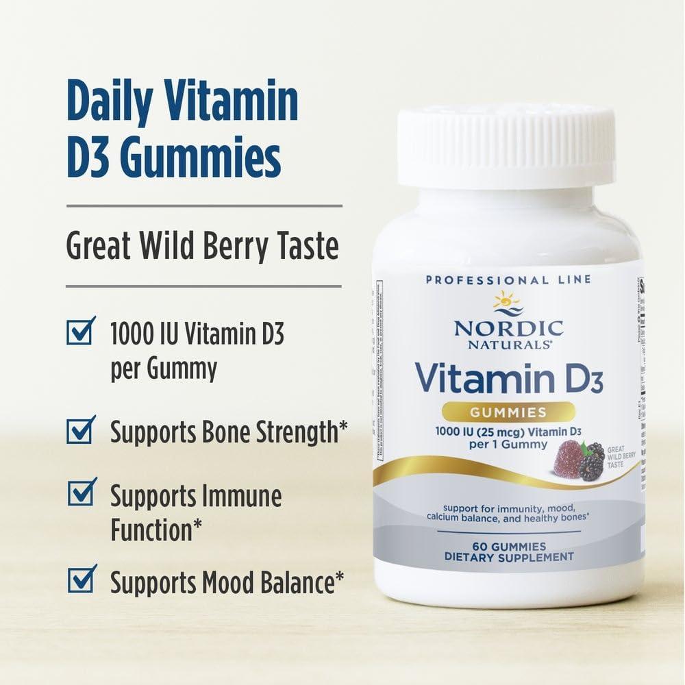 image:imageNordic Naturals Pro Vitamin D3 Gummies Wild Berry 120 Gummies 1000 IU Vitamin D3 Great Taste Healthy Bones Mood amp Immune System Function NonGMO 120 Servings60 Count Pack of 1