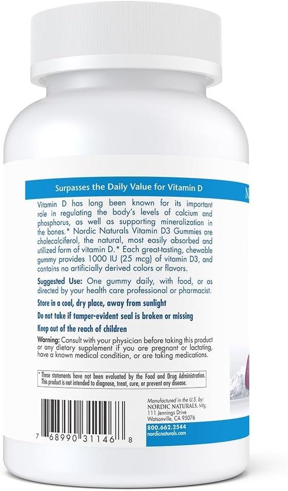 image:imageNordic Naturals Pro Vitamin D3 Gummies Wild Berry 120 Gummies 1000 IU Vitamin D3 Great Taste Healthy Bones Mood amp Immune System Function NonGMO 120 Servings120 Count Pack of 1
