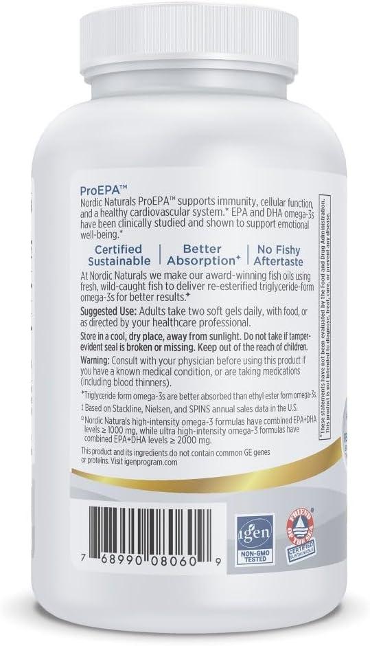 image:imageNordic Naturals ProEPA Lemon 120 Soft Gels 1210 mg Omega3 HighIntensity EPA Formula for Healthy Mood Heart Health amp Cellular Function NonGMO 60 Servings120 Count Pack of 1